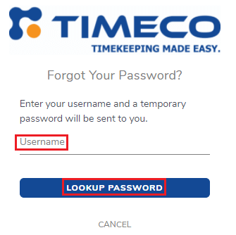 How to Reset the TIMECO login password