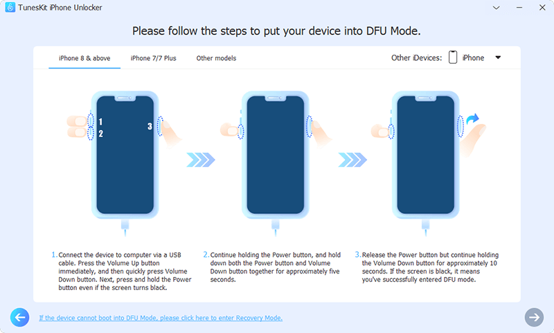 Stage 2. Put your iOS device into DFU Mode / Recovery Mode