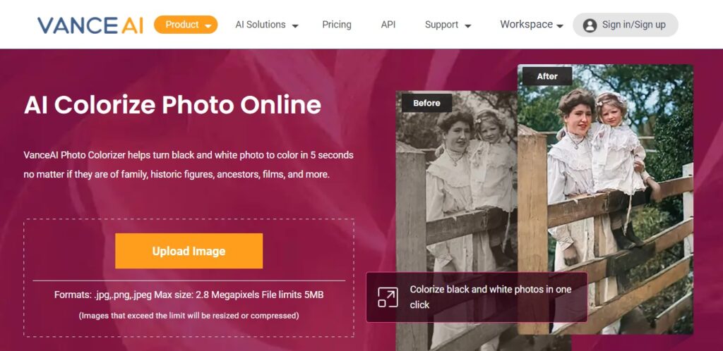 VanceAI Photo Colorizer One Click to Colorize Photos