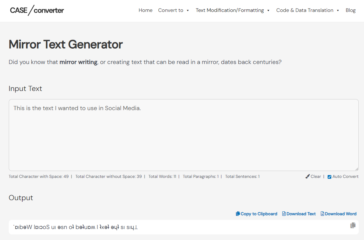 How Can We Easily Generate Mirror Text For Social Media Posts? | TechAger