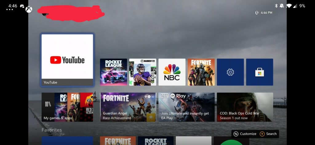 Activating YouTube on the Game Console (Xbox)