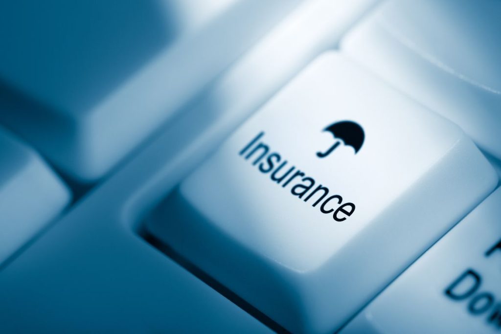 Insurance word on keyboard button